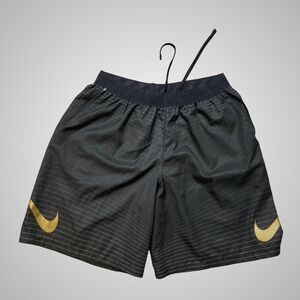 Nike Mens Dri-FIT Striped Athletic Shorts Black Gold Vented Mens XL